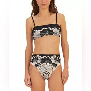 NWT FARM Rio Set Flower Leopards Bikini Top & High Waist Full Bikini Bottom S
